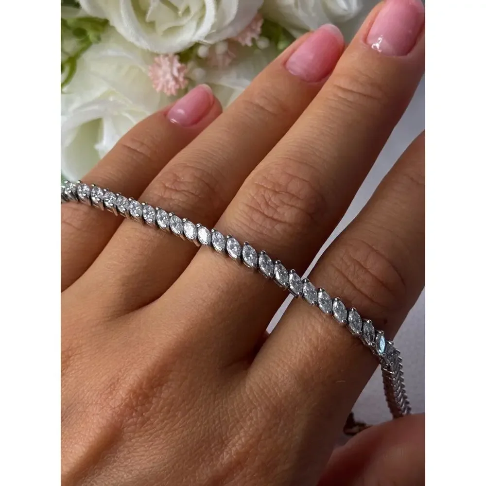 Elegant 925 Sterling Silver CZ Bracelet Length 7.5 Inch